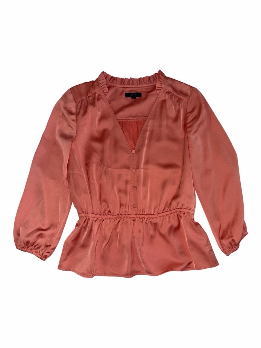 J.Crew Satin Peplum Blouse Bundle — Coral & Ivory, Size 0 (2 Items) - Picture 3 of 5